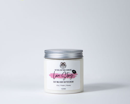 Enjoy the benefits of deep hydration with Crazy Goat Soaps Love Story Goat Milk Body Butter Cream